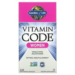 Garden of Life, Vitamin Code, мультивитамины из цельных продуктов для женщин, 120 вегетарианских капсул