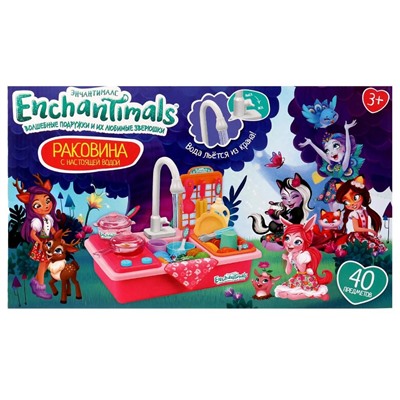 Игр. набор "Enchantimals. Кухня" в собр. виде 40*34*25см (1911U011-R, 326180) с аксесс., на бат., льется вода, в коробке