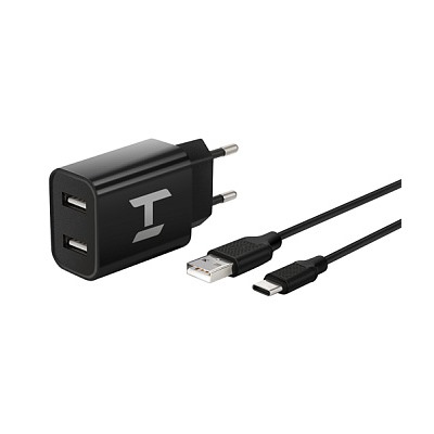 Сетевое зарядное устройство HARPER WCH-5118  (1 USB порт + Type-C, DC 5V-2.1A) Black tpc cbl