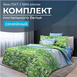 Комплект постельного белья Семейный, бязь ГОСТ (Русское поле 3 D)