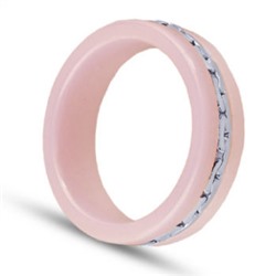 Кольцо (керамика розовая; покрытие: родий)