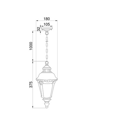 Светильник подвесной Outdoor O029PL-01BZ, 1х60Вт, 18х18х140,7 см, E27, цвет бронза антик