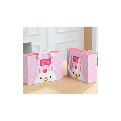 Подарочная коробка "Кролик" выдвижной, цвет: розовый