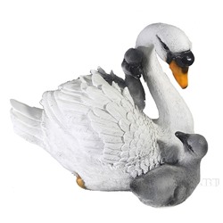 Фигура декоративная Лебедь с птенцами L30W20H23 см
