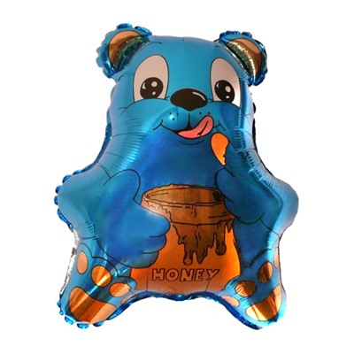 Шар Фигура, Медвежонок с мёдом (синий) / Bear (в упаковке)