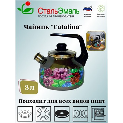 Чайник для плиты 3,0л сф.со св. "Catalina" мокр.асф. 1RC12