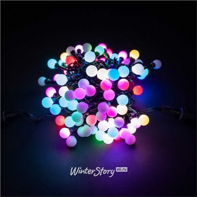 Светодиодная гирлянда Мультишарики 13 мм 100 RGB LED ламп 10 м, черный ПВХ, соединяемая, IP44 (BEAUTY LED)