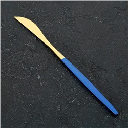Нож столовый из нержавеющей стали Magistro «Блинк», h=22 см, цвет золотой, синяя ручка, на подвесе