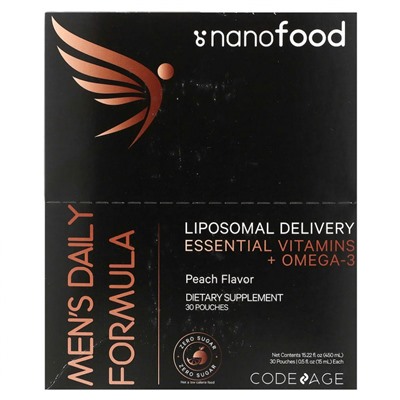 Codeage, Nanofood, липосомальная ежедневная формула для мужчин, персик, 30 пакетиков по 15 мл (0,5 жидк. Унции)
