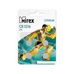 Батарейка литиевая Mirex CR1216 3V 4 шт (4/216/648), блистер (цена за 1 шт.)