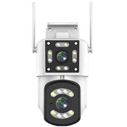 Поворотная наружная IP камера видеонаблюдения с двумя объективами и ИК-подсветкой, 355 градусов оптом