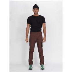 Утепленные спортивные брюки мужские коричневого цвета 882116K
