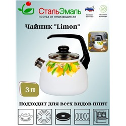 Чайник для плиты 3,0л 1RС12 Limon белосн. со св.