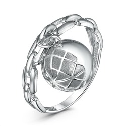 Кольцо из серебра с сферой родированное