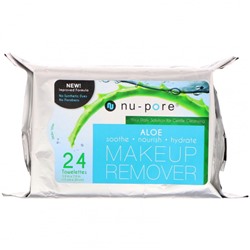 Nu-Pore, Средство для снятия макияжа с алоэ, 24 влажных салфетки