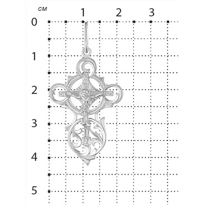 Крест из серебра родированный - 4,2 см 925 пробы 3-454р