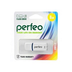 Флеш-диск Perfeo USB 8GB C09  White PF-C09W008