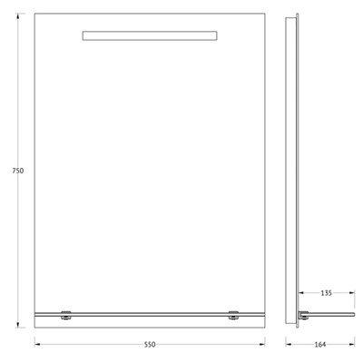 Зеркало Evoform, с полочкой, встроенный LED-светильник, 3,5 Вт, 55 см, 55x75 см