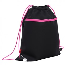 Мешок для обуви с карманом на молнии 500х410мм Black&Pink