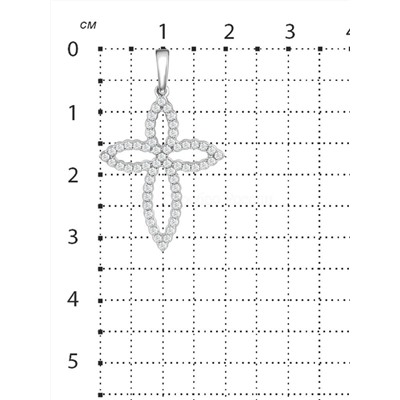 Подвеска крест из серебра с фианитами родированная 925 пробы П-2223-Р