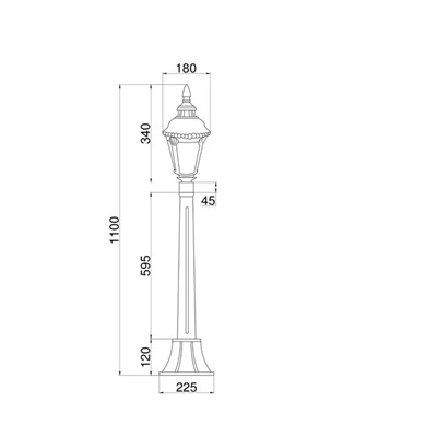 Светильник ландшафтный Outdoor O028FL-01BZ, 1х60Вт, 22,5х22,5х110 см, E27, цвет бронза антик