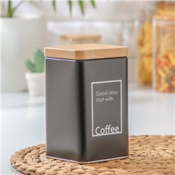 Банка для сыпучих продуктов «Lifestyle кофе», 9×9×15 см, цвет чёрный