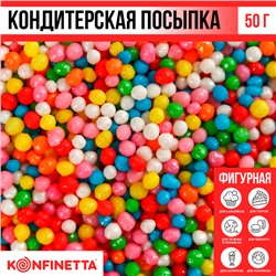 Посыпка кондитерская мягкая: красная, белая, зелёная, голубая, жёлтая, 50 г.