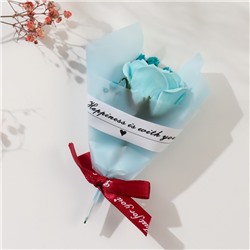 Мини-букет из мыльных лепестков "Голубая роза с сухоцветами" 10х7 см