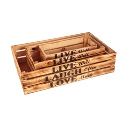 Ящик деревянный интерьерный набор 3шт 50х30х12см  "Live" экзотик