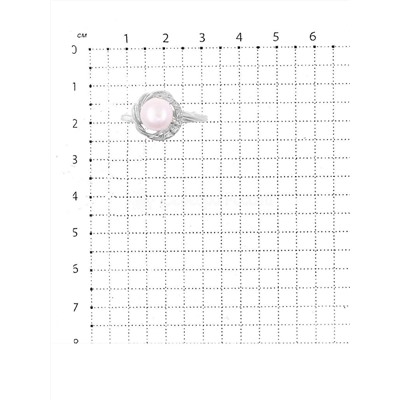 Кольцо из серебра с культ. розовым жемчугом родированное 925 пробы К1638р1008