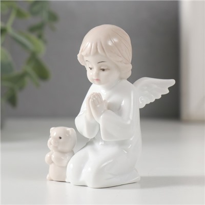 Сувенир керамика "Ангел и котик - молитва" 4х7 см