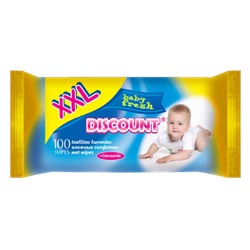 DISCOUNT Влажные салфетки (100шт) Baby fresh Camomile п/п. 18