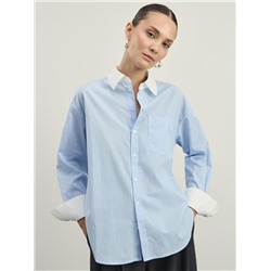 блузка женская голубой графика мелкая