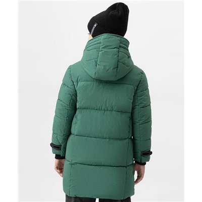 Скидка -50% Пальто зимнее с капюшоном и утяжками зеленое Button Blue