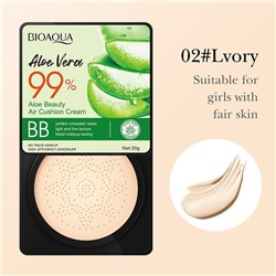 BIOAQUA  Крем тональный - Кушон BB ALOE VERA 99%  №02 слоновая кость  20г  (BQY-62036)