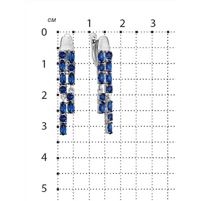 Серьги из серебра с пл.кварцем цв.сапфир родированные 925 пробы 02-4а1474108р