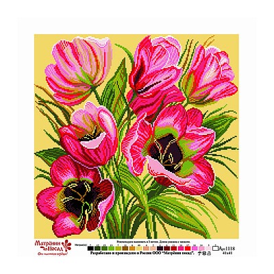 Рисунок на канве МАТРЕНИН ПОСАД арт.41х41 - 1118 Тюльпаны