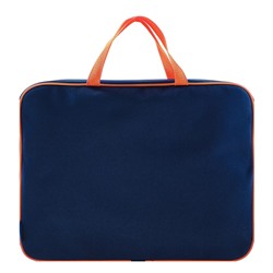 Папка с ручками текстильная А4, 350 х 265 х 45 мм, ПМД 2-42 "Офис", внутренний карман, тёмно-синяя/оранжевая