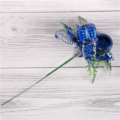 Декор "Зимняя сказка" шарик подарок бубенчик, 15 см, синий