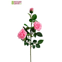 Роза 3 бутона, силикон - розовый