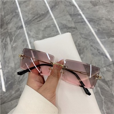 Винтажные модные солнцезащитные очки без оправы прямоугольные оттенки Градиент UV400 (ШГ-Д)