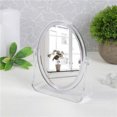 Зеркало настольное, двустороннее, с увеличением, зеркальная поверхность 9 × 12 см, цвет прозрачный