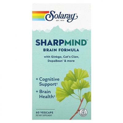 Solaray, SharpMind, улучшает работу мозга, 60 капсул