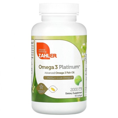 Zahler, Omega 3 Platinum, рыбий жир с омега-3, улучшенная формула, 1000 мг, 90 капсул