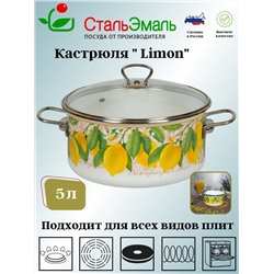 Кастрюля 5,0л цил. Limon 1SB245S белосн.