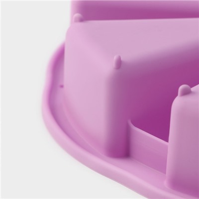 Форма для выпечки Доляна «Сладости. Кусочки торта», силикон, 27,5×27,5 см, 8 ячеек (10×6,2 см), цвет сиреневый