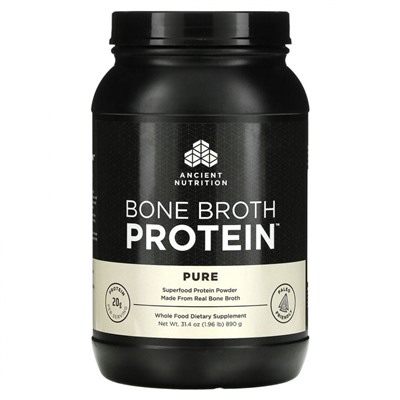 Dr. Axe / Ancient Nutrition, Bone Broth Protein, чистый белок, 890 г (1,96 фунта)