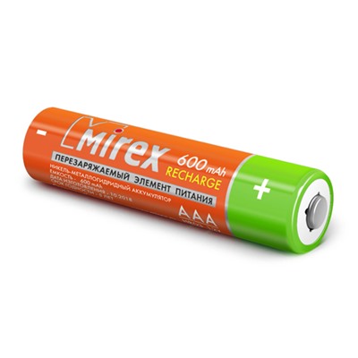 Аккумулятор Ni-MH Mirex HR03 / AAA 600mAh 1,2V 4 шт (4/40/200), ecopack (цена за 1 шт.)