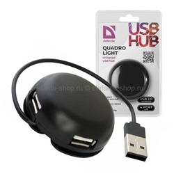 Разветвитель HUB USB 2.0 Defender Quadro Light 4Port Black (UM)