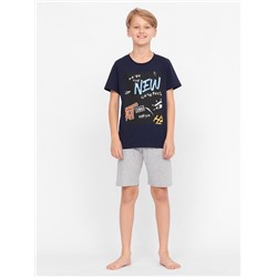 CSJB 50090-41 Комплект для мальчика (футболка, шорты),темно-синий